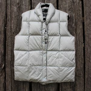 Lands End Silver Goose Down Puffer Vest